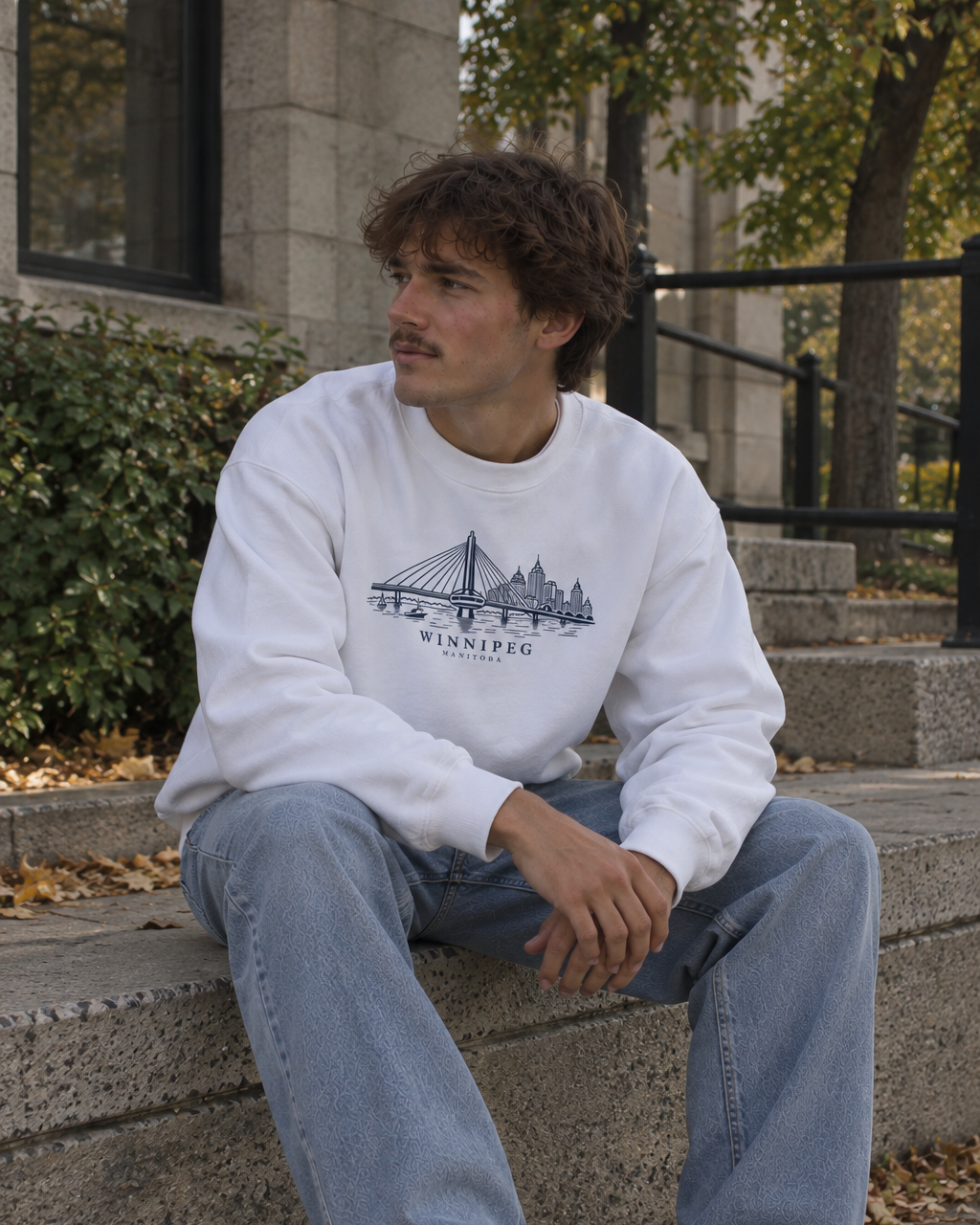 The Winnipeg Cityscape Crewneck- White